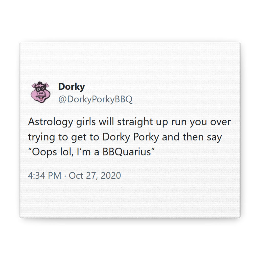 Astrology Girls Will Run You Over / BBQuarius - Dorky Porky BBQ Meme Matte Canvas