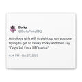 Astrology Girls Will Run You Over / BBQuarius - Dorky Porky BBQ Meme Matte Canvas