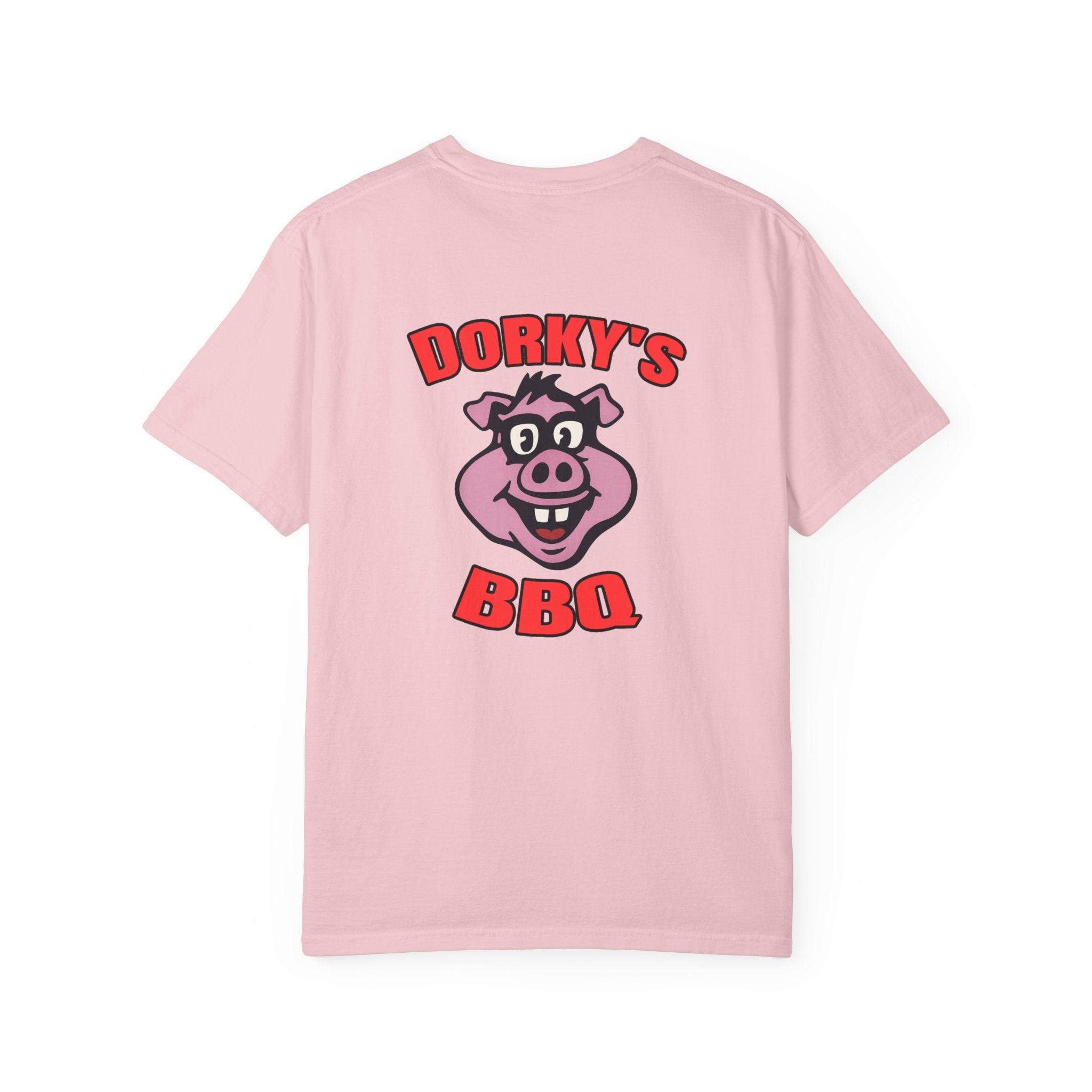 BBQ Pig Tee — “barbecutie” Front & Dorky’s BBQ Back Graphic T-Shirt