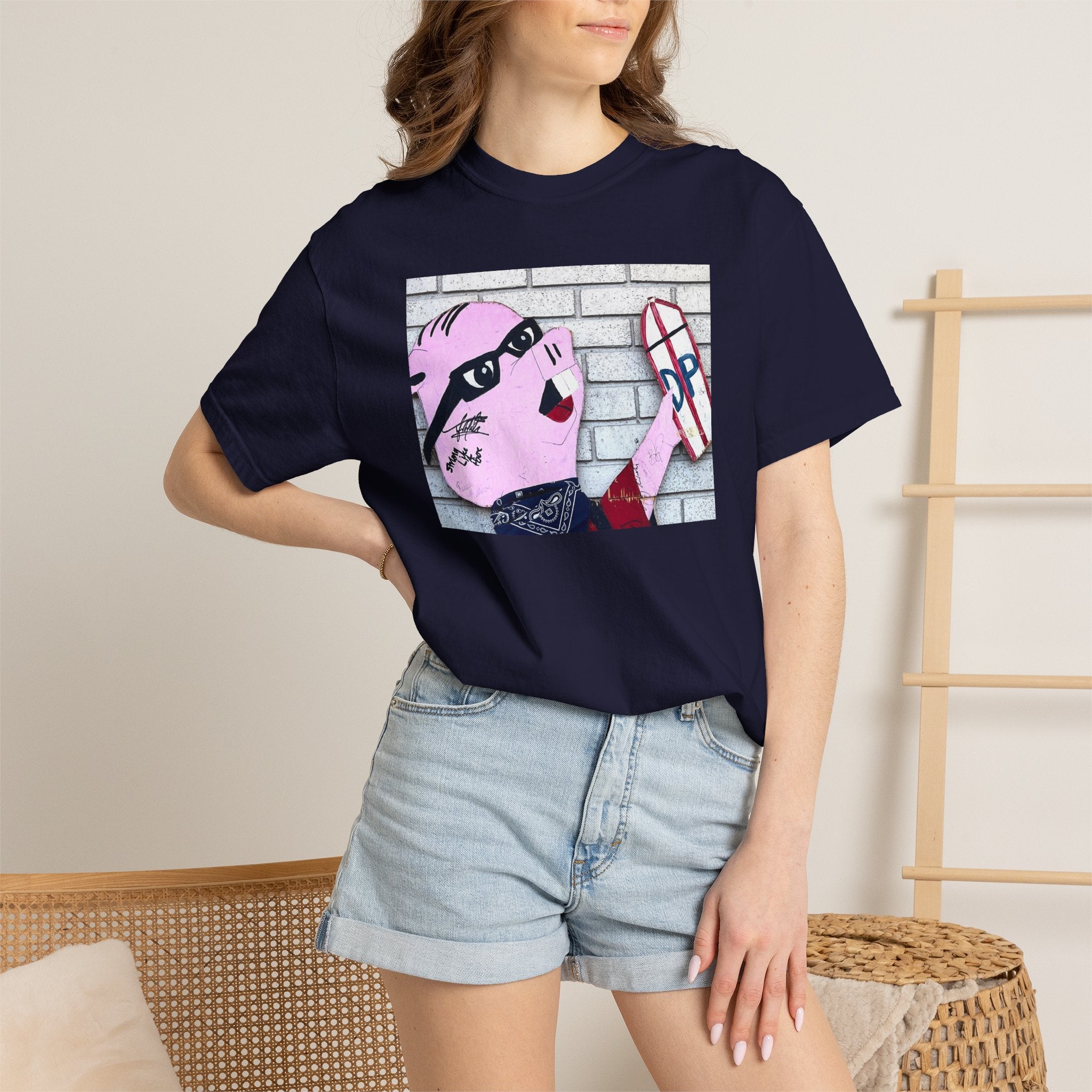 Original Dorky the Pig Cutout Against Brick Wall Shirt