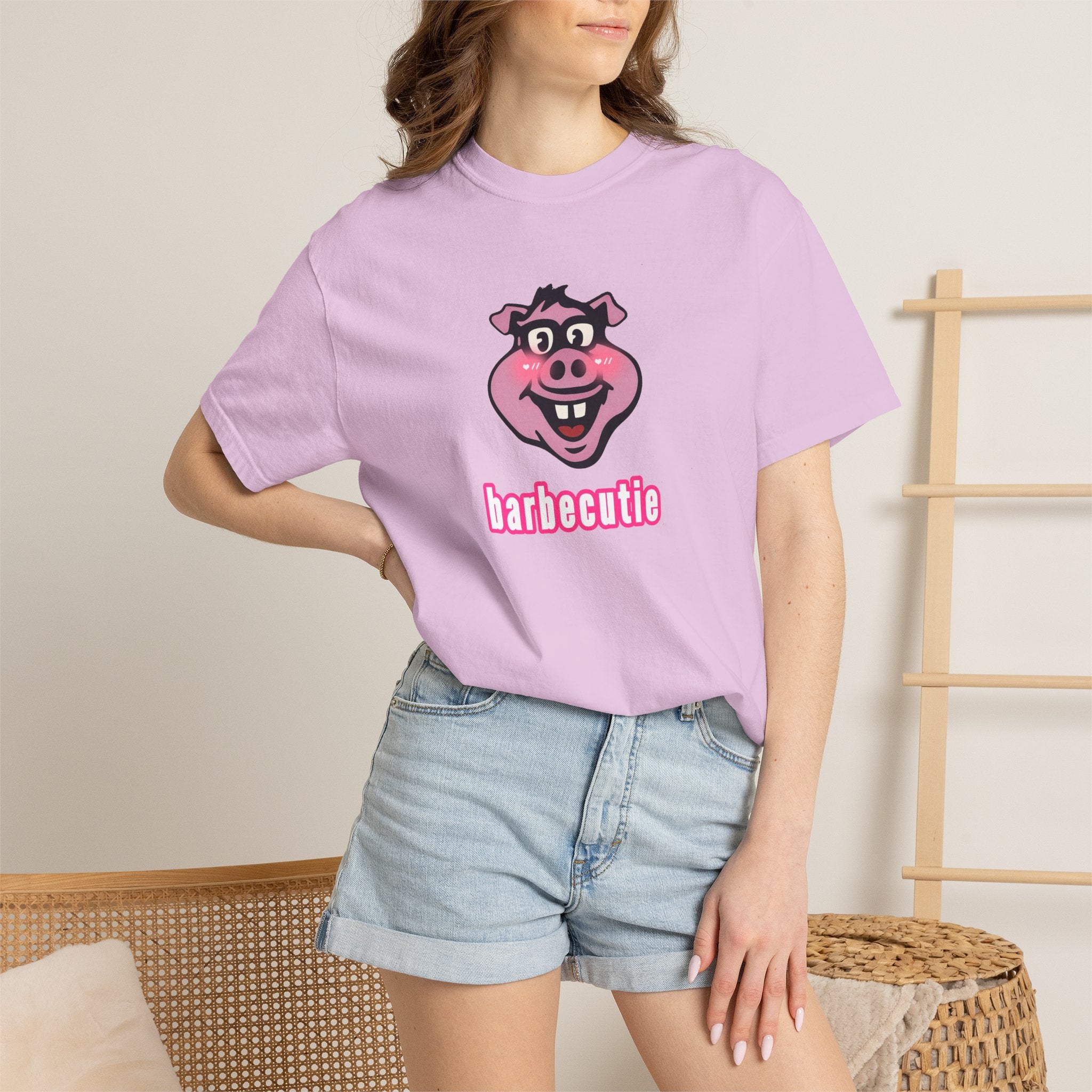 BBQ Pig Tee — “barbecutie” Front & Dorky’s BBQ Back Graphic T-Shirt