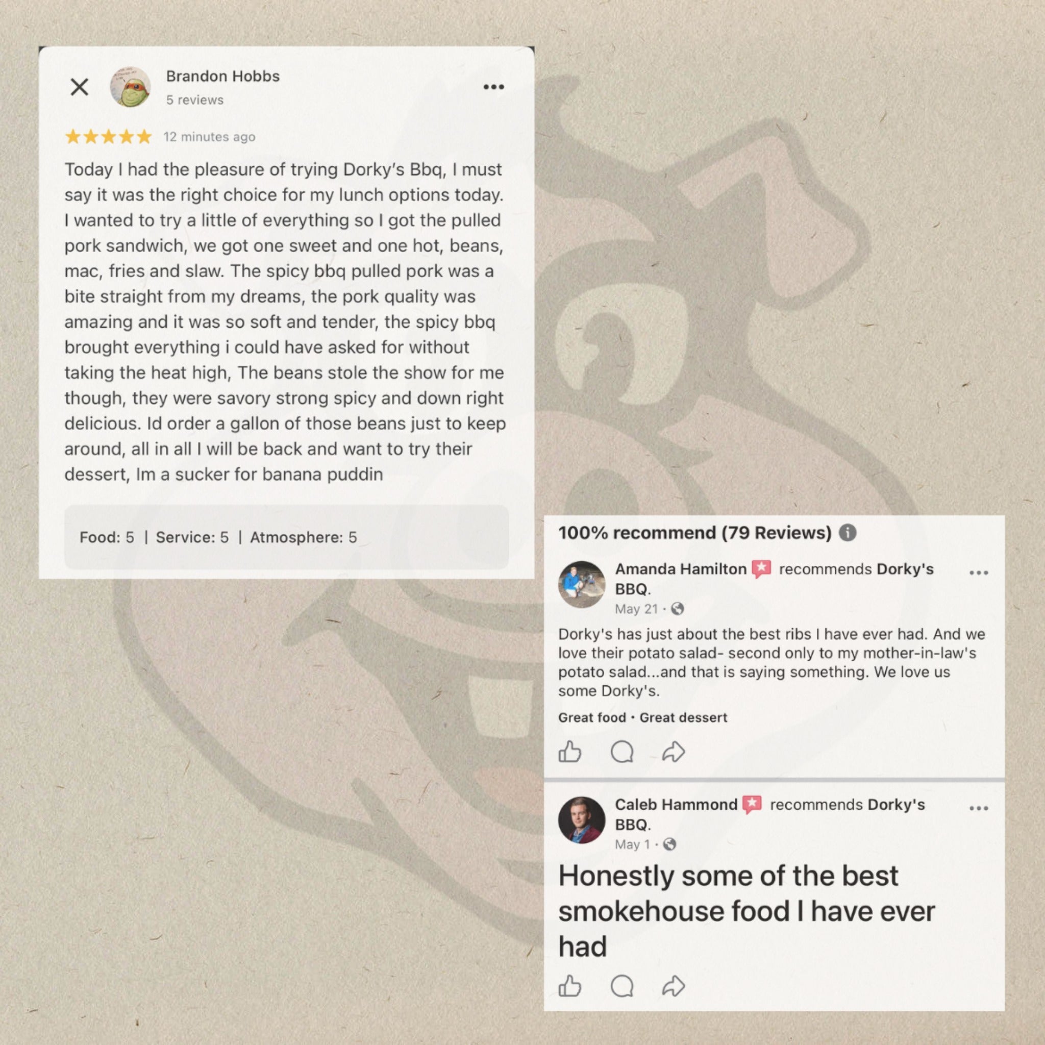 Every single day we are blessed to see new and returning faces alike. We love making people happy and it’s always a pleasure to see new folks come in and leave good reviews. We appreciate every single one of them. “Come see why Dorky Dan is the local BBQ GOAT!” - Wayne Gretzky - BBQ Boy 101 Jane Hil
