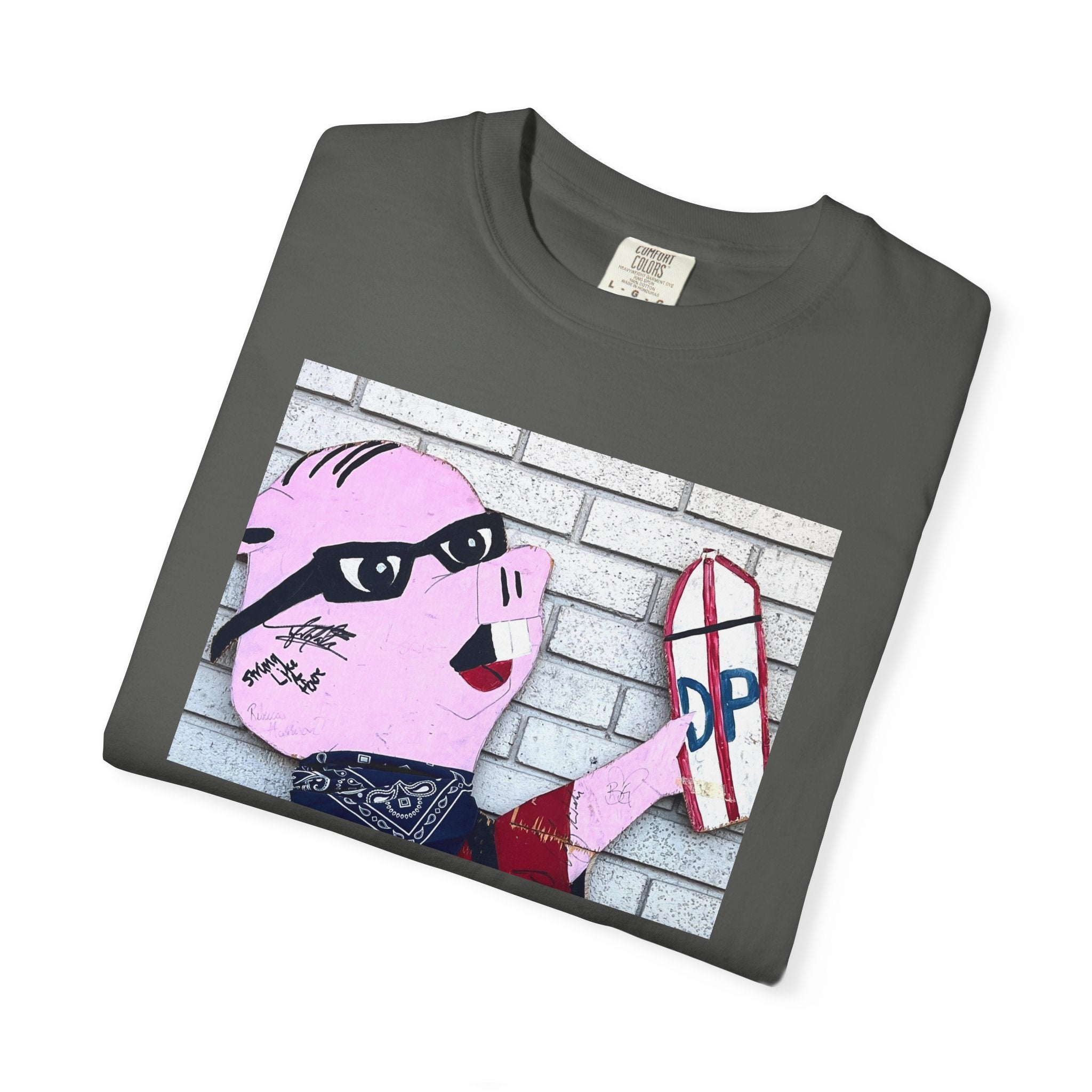 Original Dorky the Pig Cutout Against Brick Wall Shirt