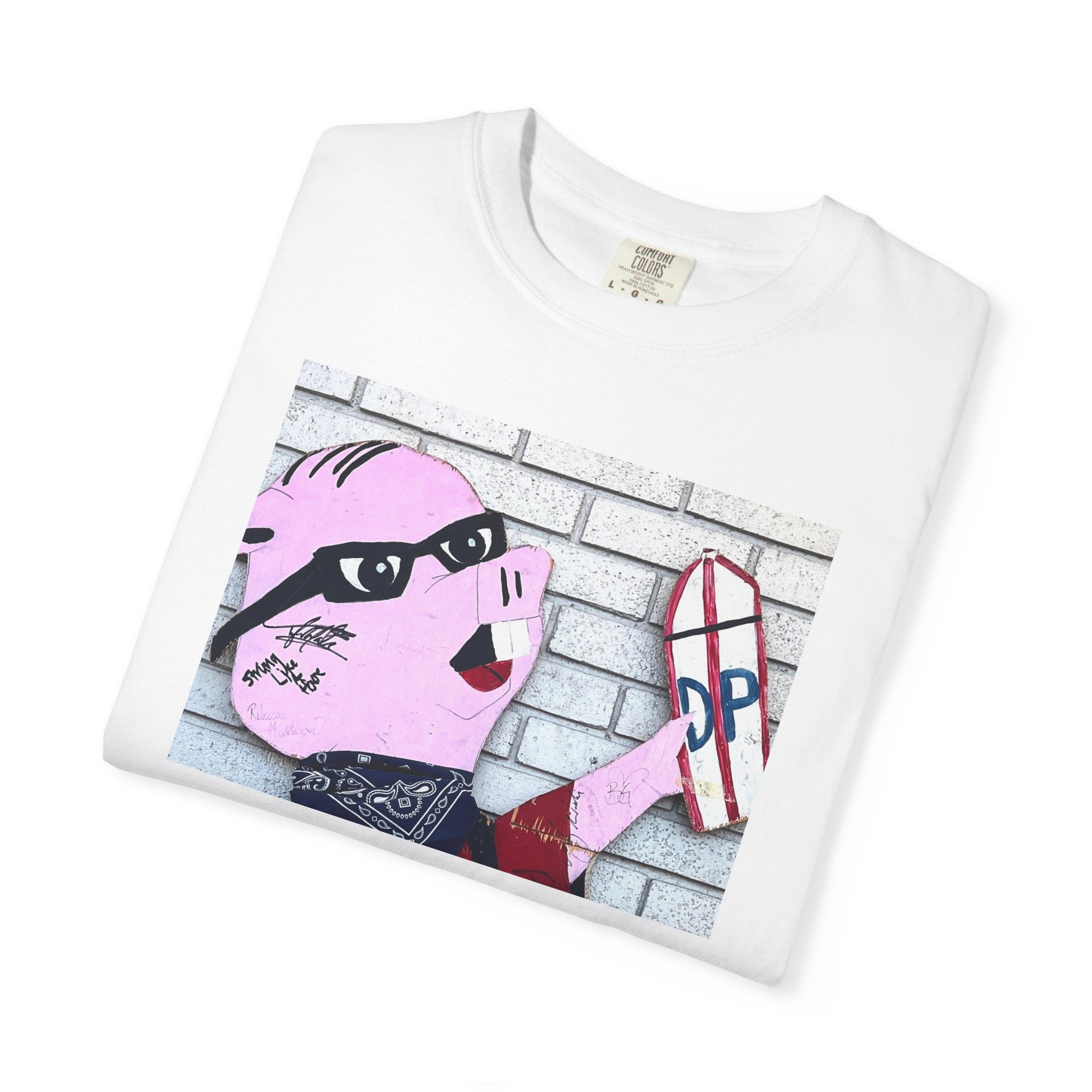 Original Dorky the Pig Cutout Against Brick Wall Shirt