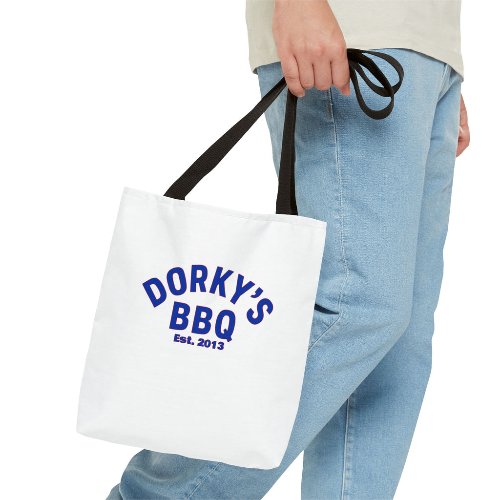 Dorky's BBQ Tote Bag — Retro Pig Logo Grocery & Picnic Carrier