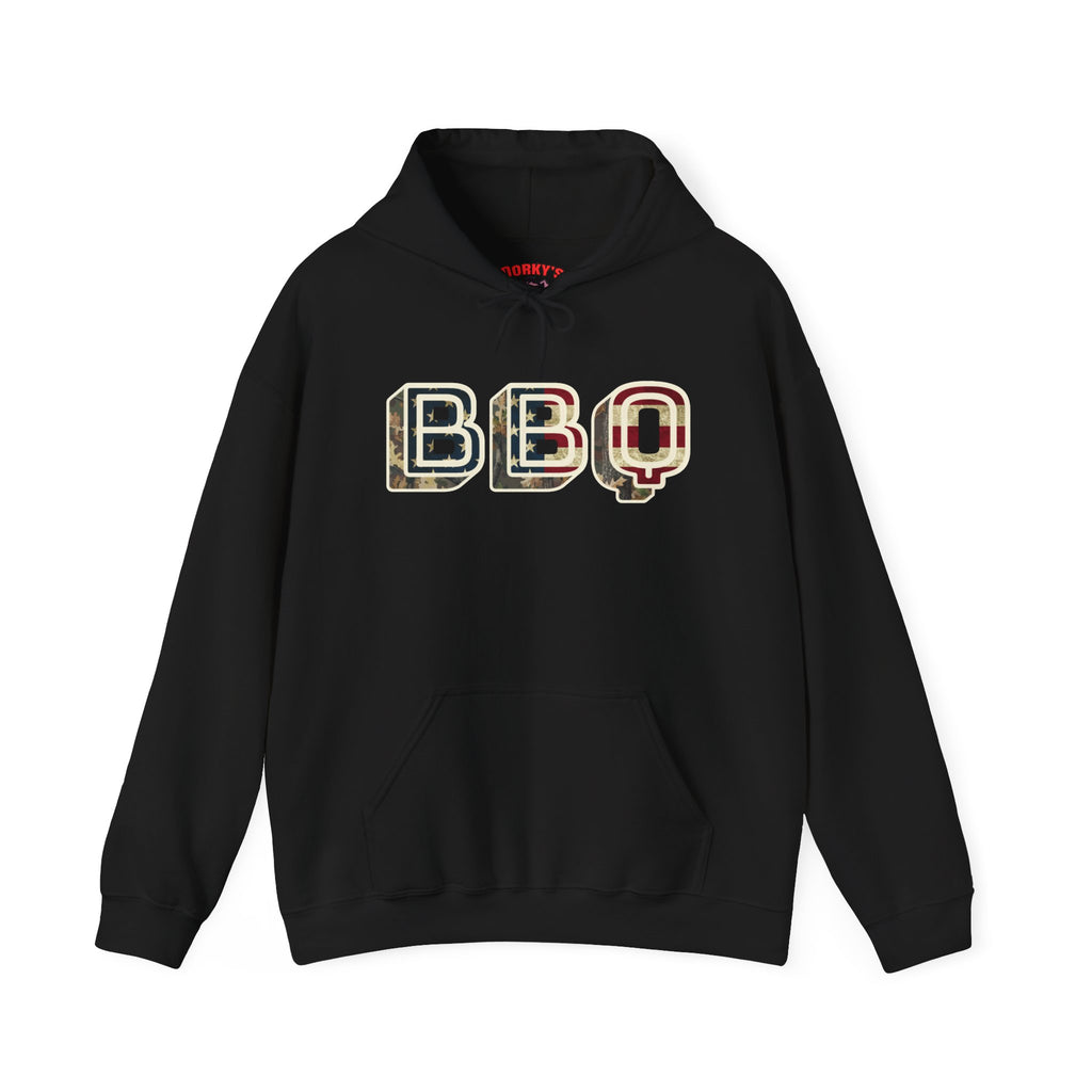 Appalachian Barbecue Hoodie - Deer Camo & American Flag