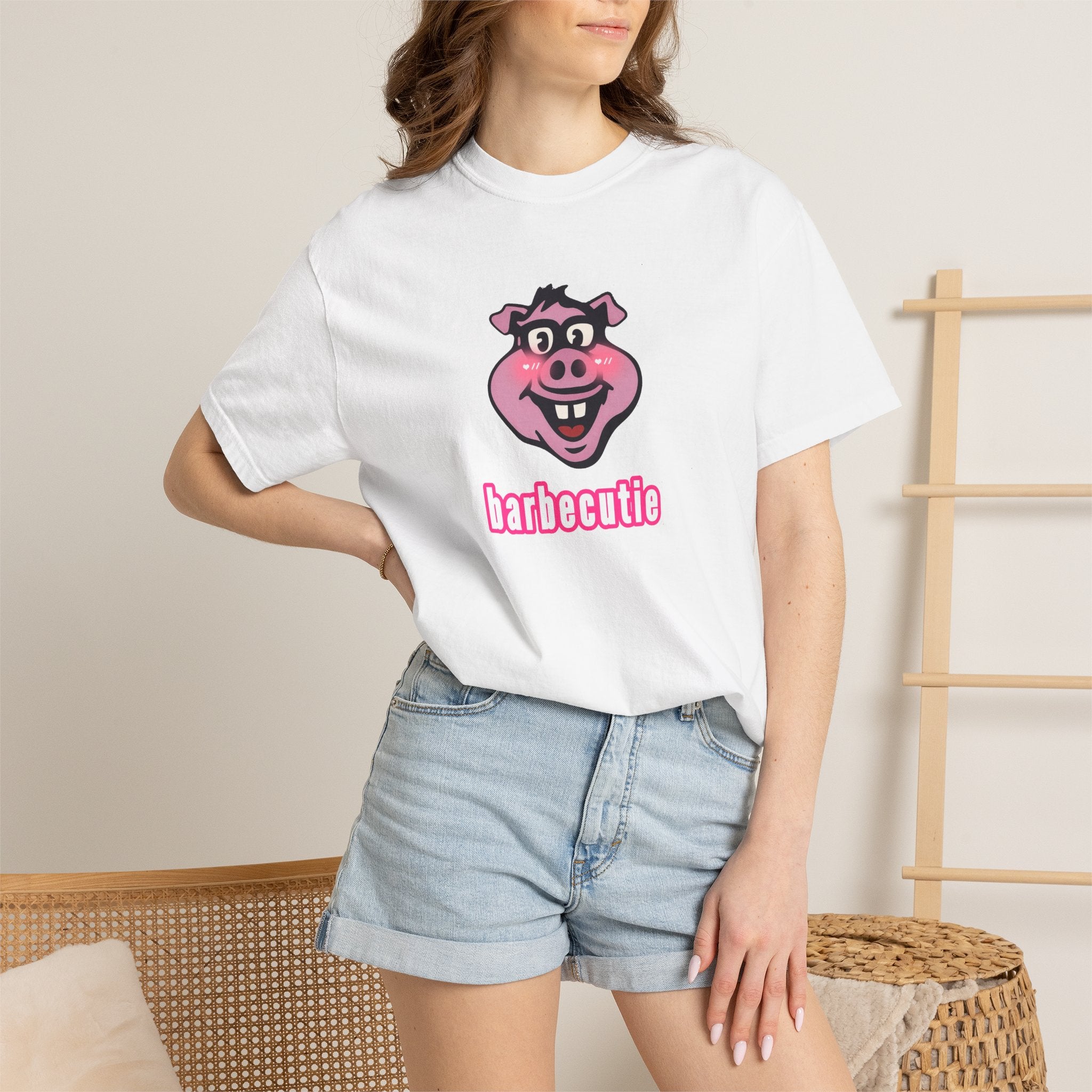 BBQ Pig Tee — “barbecutie” Front & Dorky’s BBQ Back Graphic T-Shirt