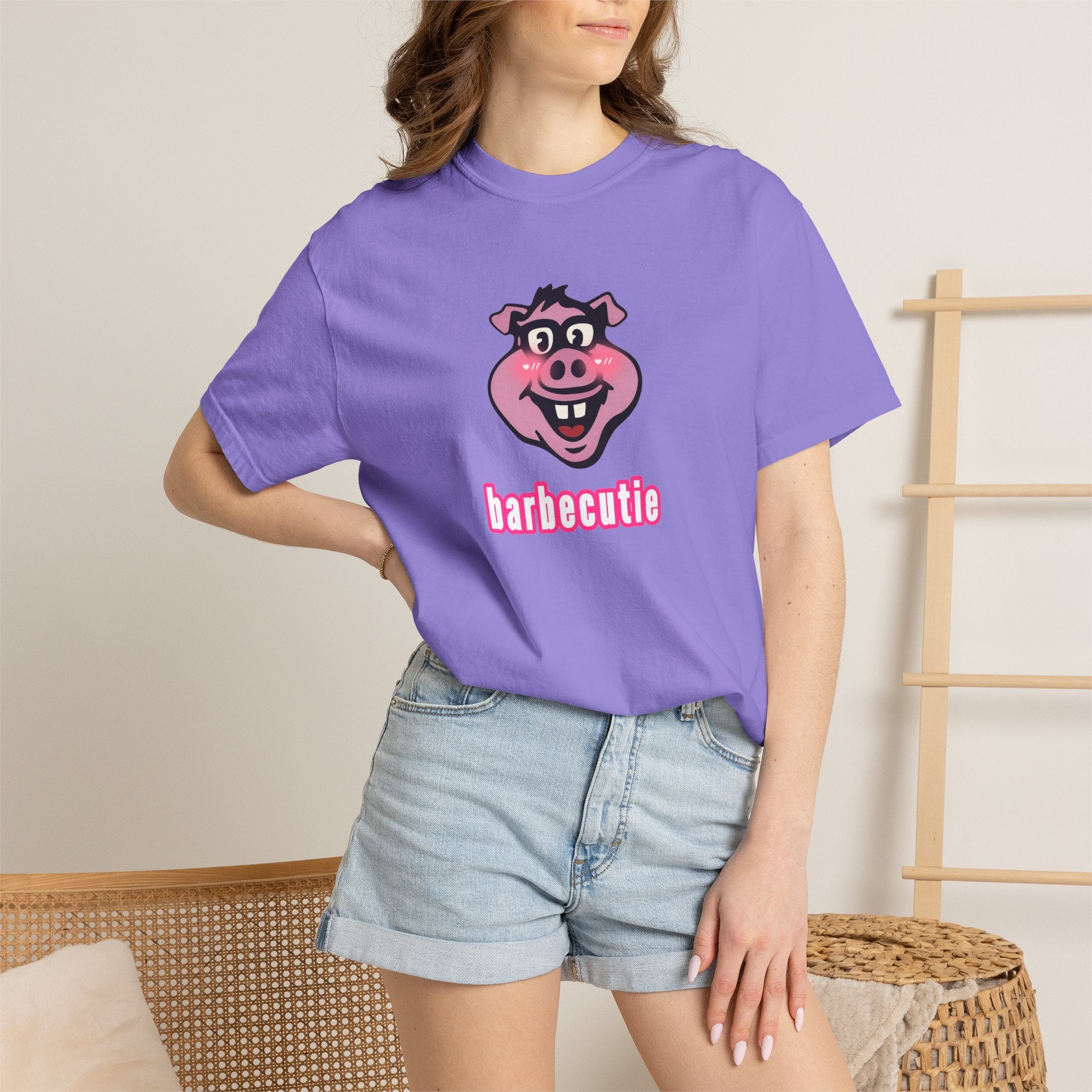 BBQ Pig Tee — “barbecutie” Front & Dorky’s BBQ Back Graphic T-Shirt