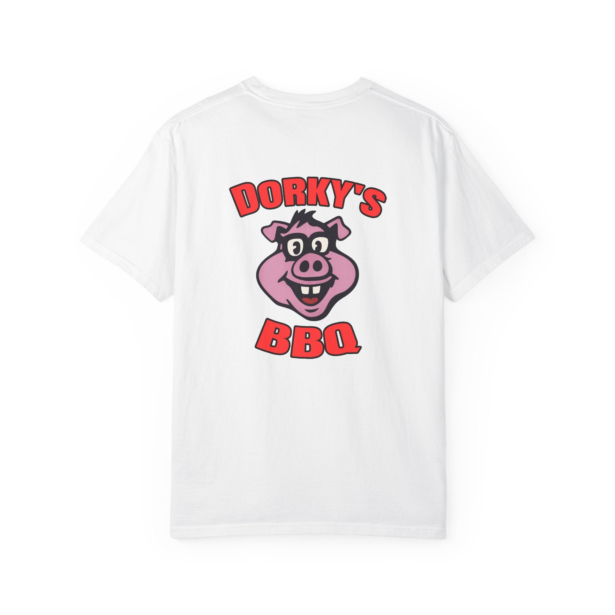 BBQ Pig Tee — “barbecutie” Front & Dorky’s BBQ Back Graphic T-Shirt