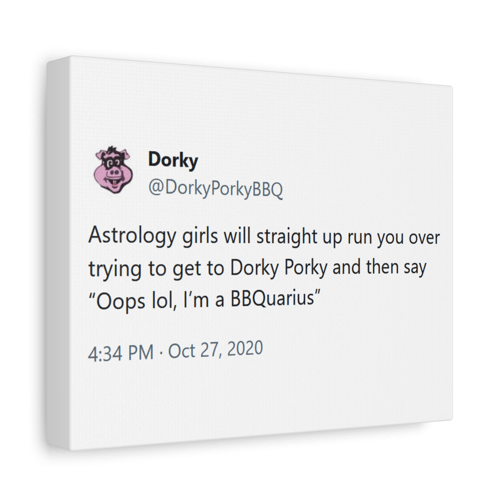 Astrology Girls Will Run You Over / BBQuarius - Dorky Porky BBQ Meme Matte Canvas