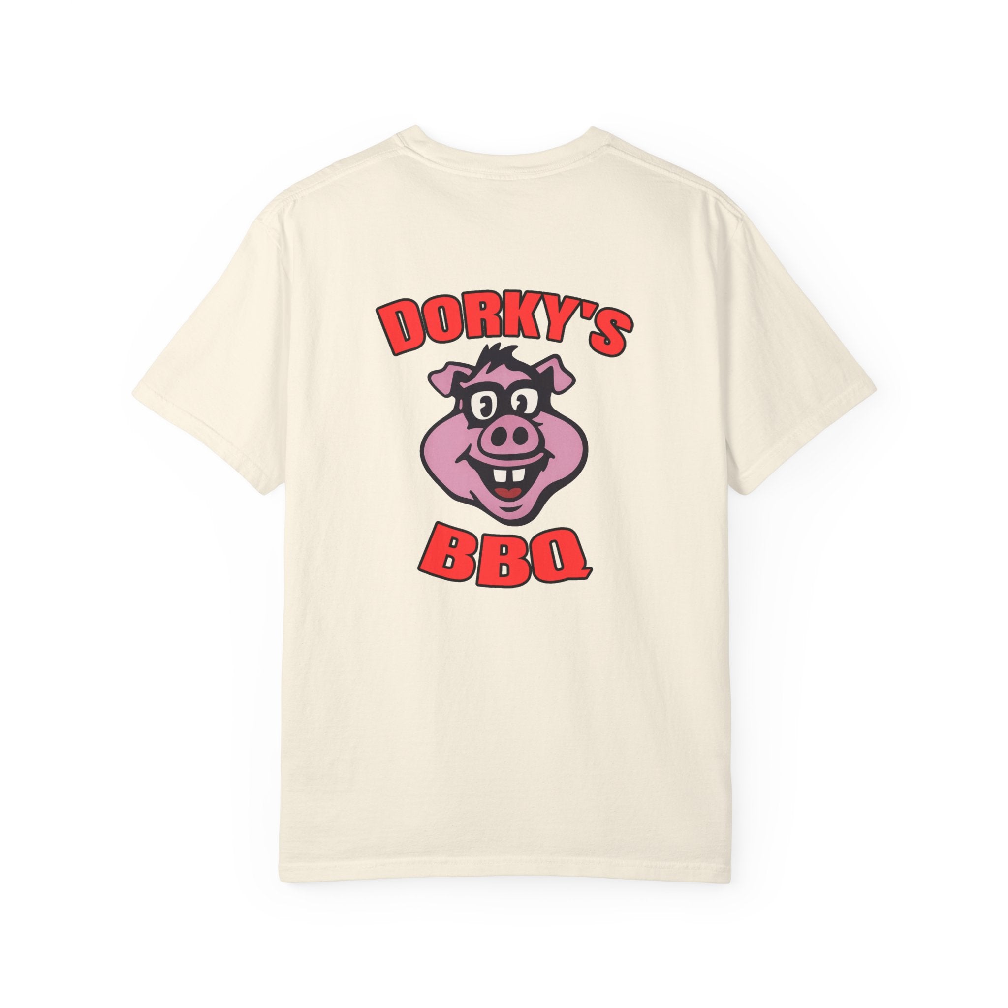 BBQ Pig Tee — “barbecutie” Front & Dorky’s BBQ Back Graphic T-Shirt